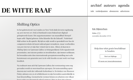 Shifting Optics - Witte Raaf Edo Dijksterhuis, 2014
